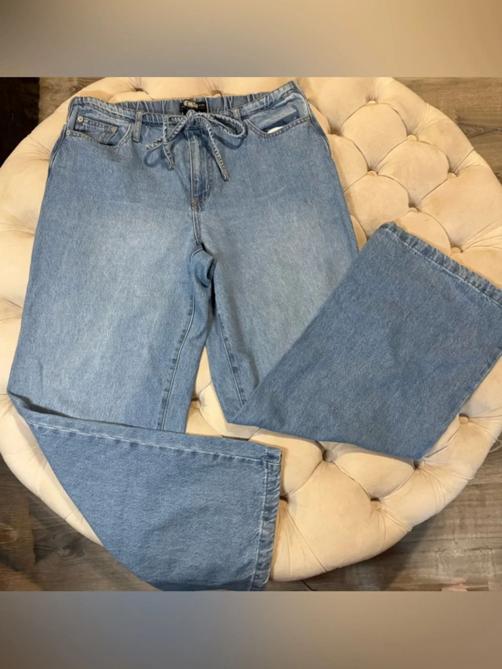 Rewash Women’s Wide Leg Drawstring Jeans Light Wash XL - Picture 1 of 4